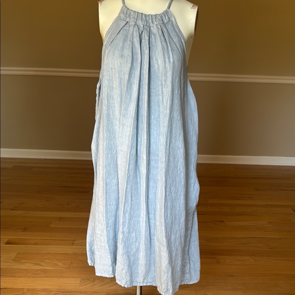 Keroszyn 100% linen halter dress